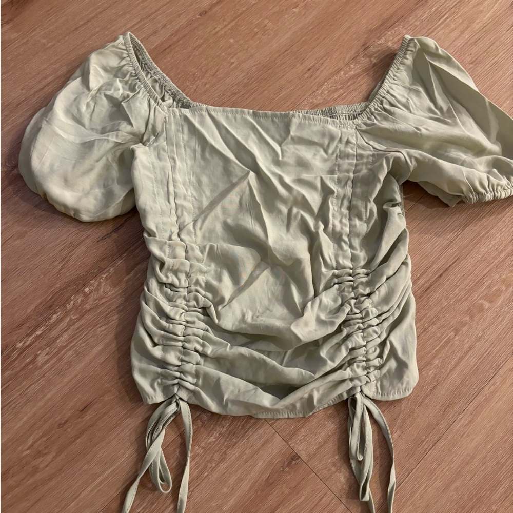 Elegant Puff Sleeve Ruched Top